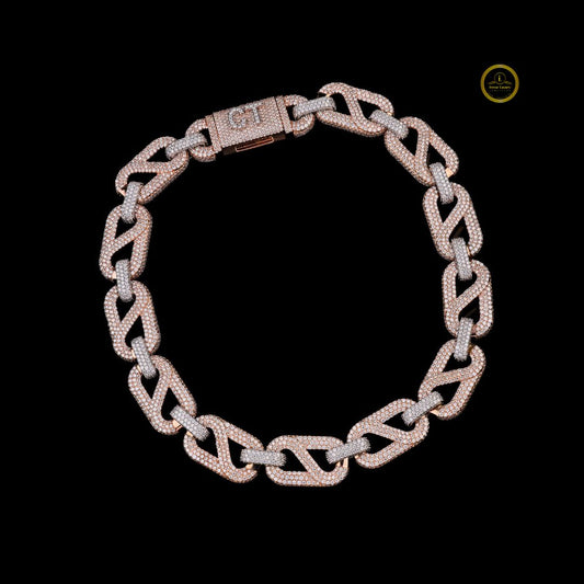 Rose Gold Two Tone VVS Moissanite Iced Out Cuban Chain Hip Hop Style by Ivevar.