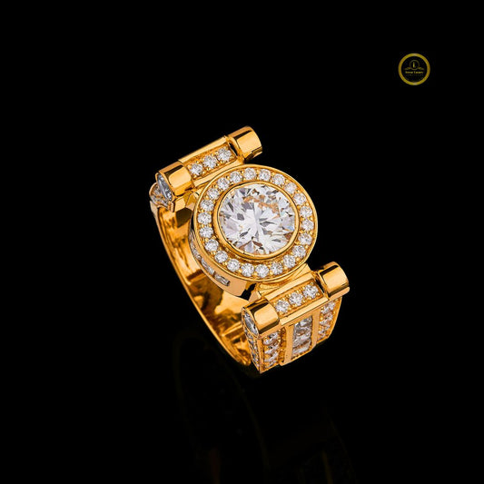 Yellow Gold Round White Lab Grown Diamond Ring By Ivevar Luxury