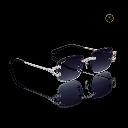 Custom Diamond Sunglasses Luxury Rimless Designer Eye wear with Hand Set Stones