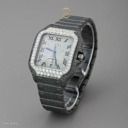 Custom Diamond Watch – Luxury Black Strap Timepiece by Ivevar
