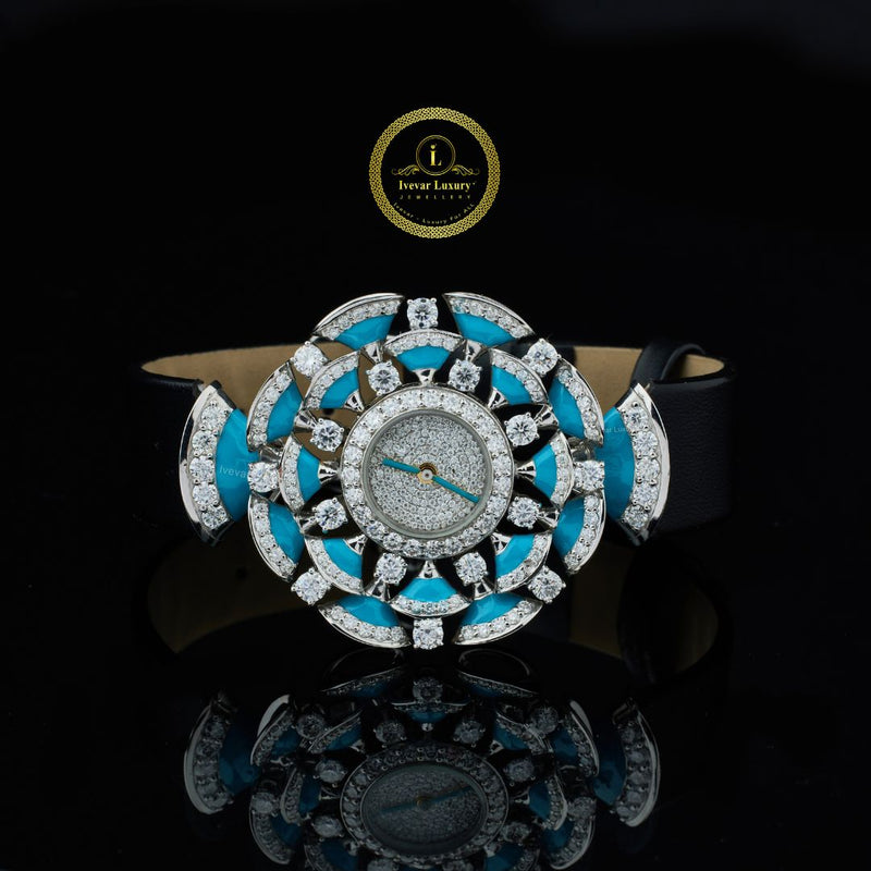 Bold & Brilliant - Women's Diamond Watch with Black Performance Leather Strap