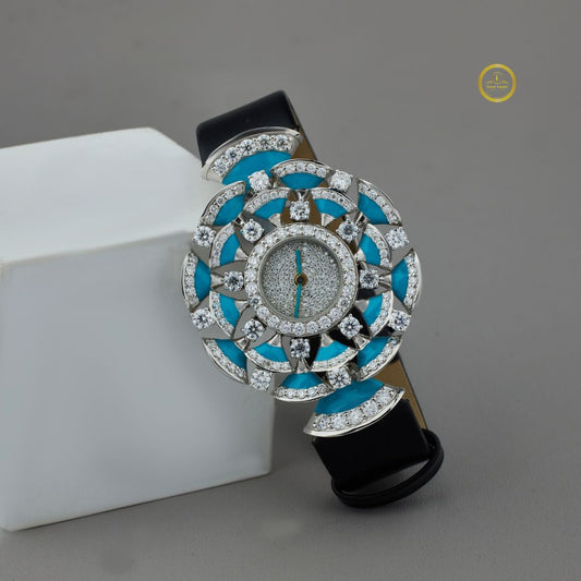Bold & Brilliant - Women's Diamond Watch with Black Performance Leather Strap