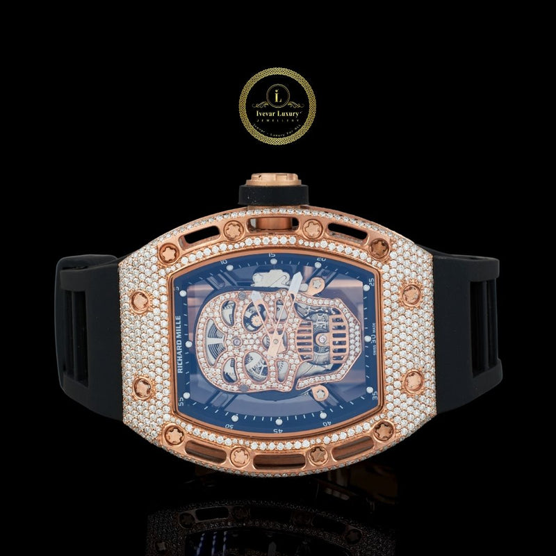 Luxury Diamond Skeleton Watch with Rubber Band by Ivevar