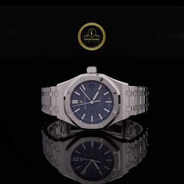 Luxury 36mm Octagonal Blue Dial Automatic Watch - Integrated Stainless Steel Bracelet