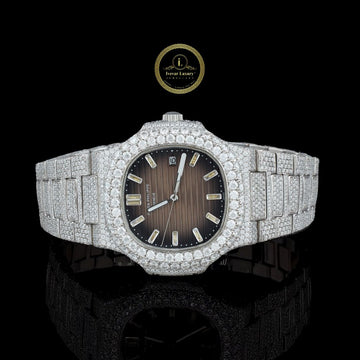 Elegant Brown dial Iced-Out Luxury Diamond Watch by Ivevar