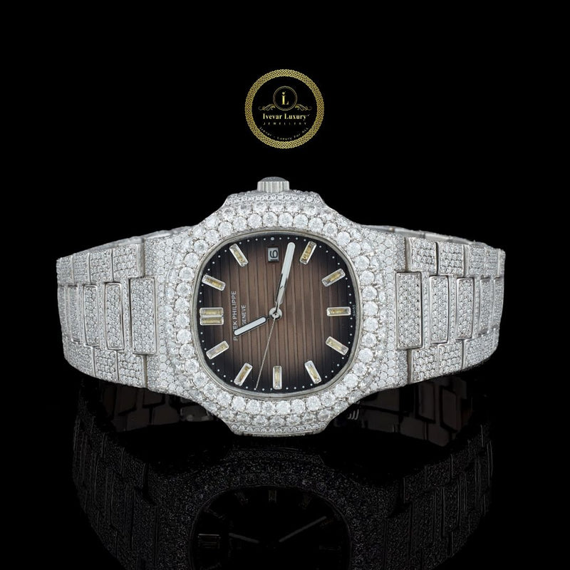 Elegant Brown dial Iced-Out Luxury Diamond Watch by Ivevar