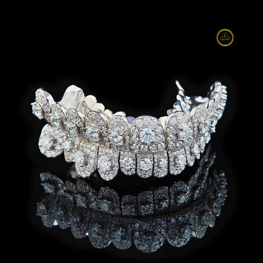 Iced Out Round Lab Grown Diamond Grillz Full Custom Luxury Mouthpiece by Ivevar