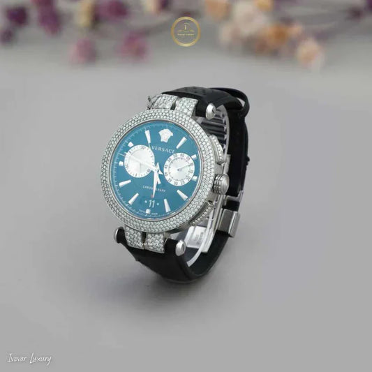 Luxury Diamond Watch with Luminous Hands and Rubber Band by Ivevar