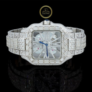 Full Iced Out Skeloton Diamond Watch with Date Display by Ivevar