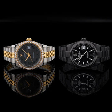 Ivevar Midnight Royale Duo Moissanite Diamond Set Gold And Black Luxury Watch Collection