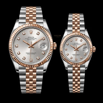 Royal Rose Gold Diamond Date Collection Luxury His & Hers Automatic Timepieces with Timeless Elegance
