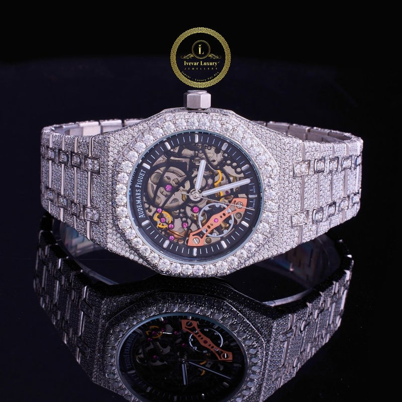 IVEVAR Luxury Full Iced Out Diamond Watch – Prong-Set Diamonds for Men