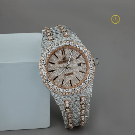 Ivevar's White Fire - D Color VVS1 Two Tone Full Iced Out Diamond Watch