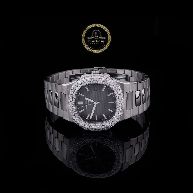 Custom Luxury Men Diamond Watch Stainless Steel Quartz Watches High Quality By Ivevar
