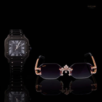 Black Prestige Luxury Watch And Yellow Gold Sunglasses Collection By Ivevar