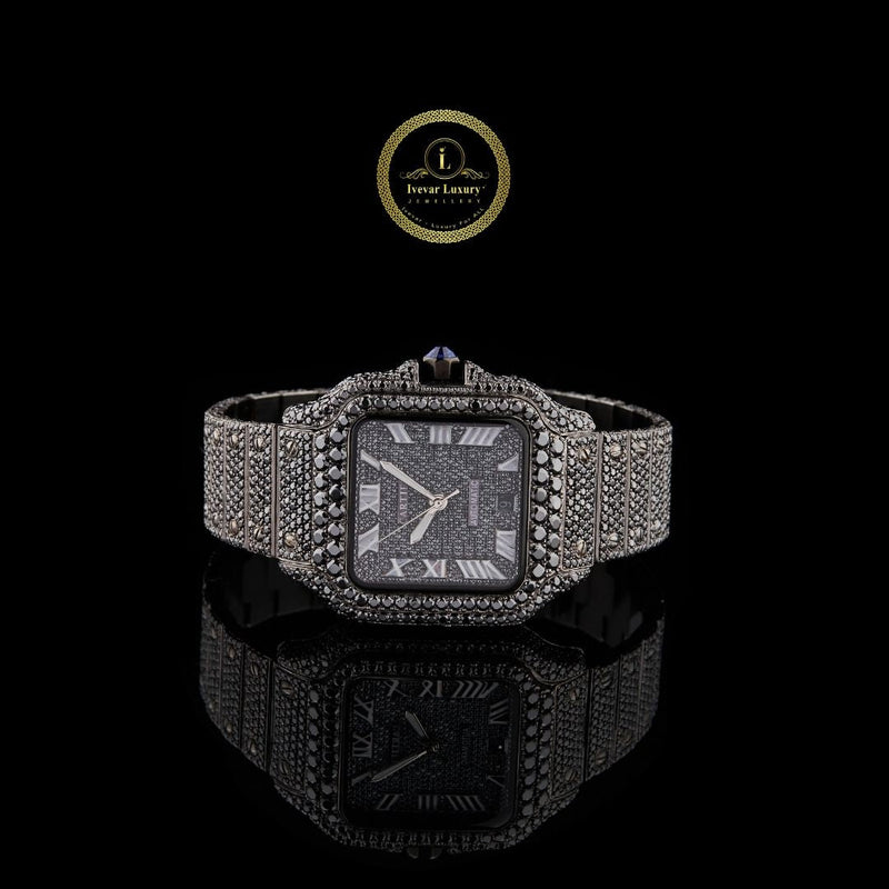 Custom Black Diamond Watch – Luxury Black Strap Timepiece by Ivevar
