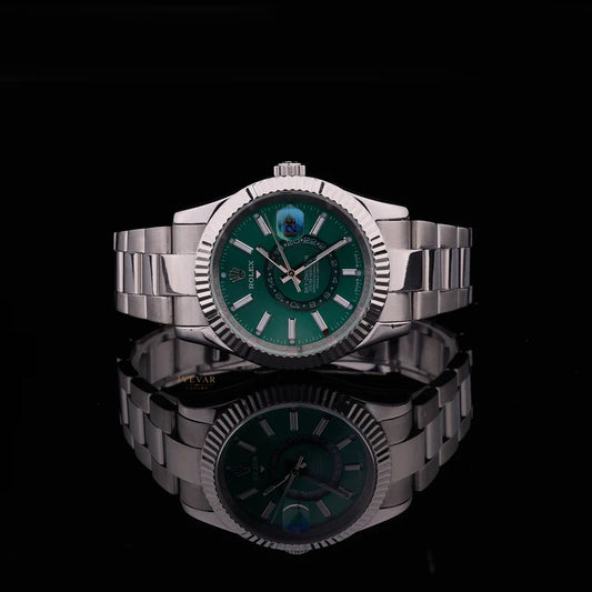 Ivevar Elite Timepiece Duo Diamond Skeleton Watch And Emerald Green Luxury Watch Collection