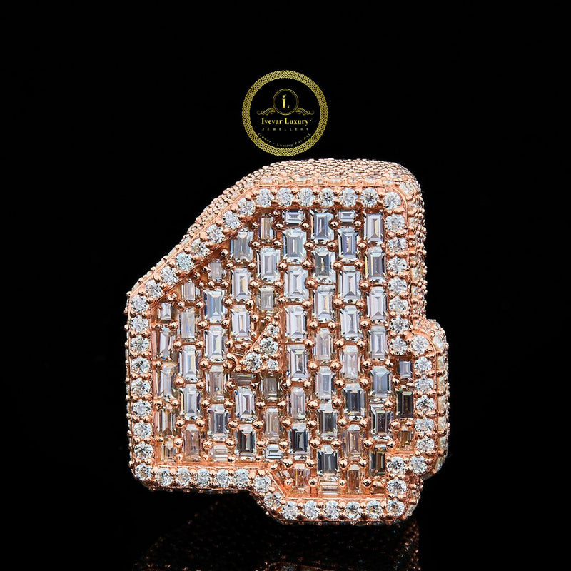 Full Rose Gold with Baguette and Round Cut Moissanite  Diamond  Ring By Ivevar.