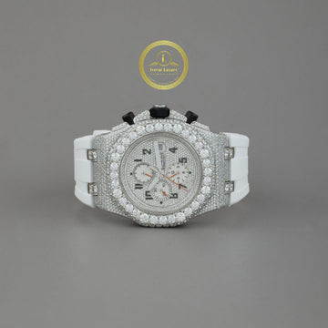 White Rubbur band With half Ice Out in Diamond Watch by Ivevar.
