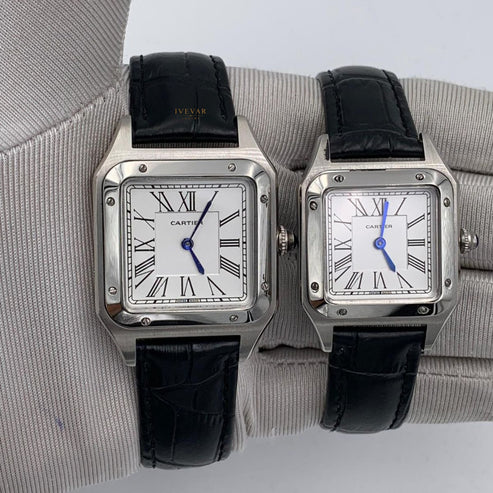 Heritage Noir Luxury His & Hers Square Watch Collection Classic Roman Dial Leather Strap Edition
