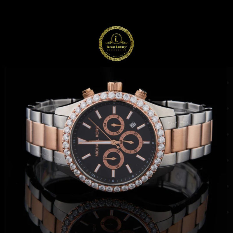 Men's Luxury Business Watch Diamond IVEVAR Stainless Steel Automatic Mechanical Timepiece