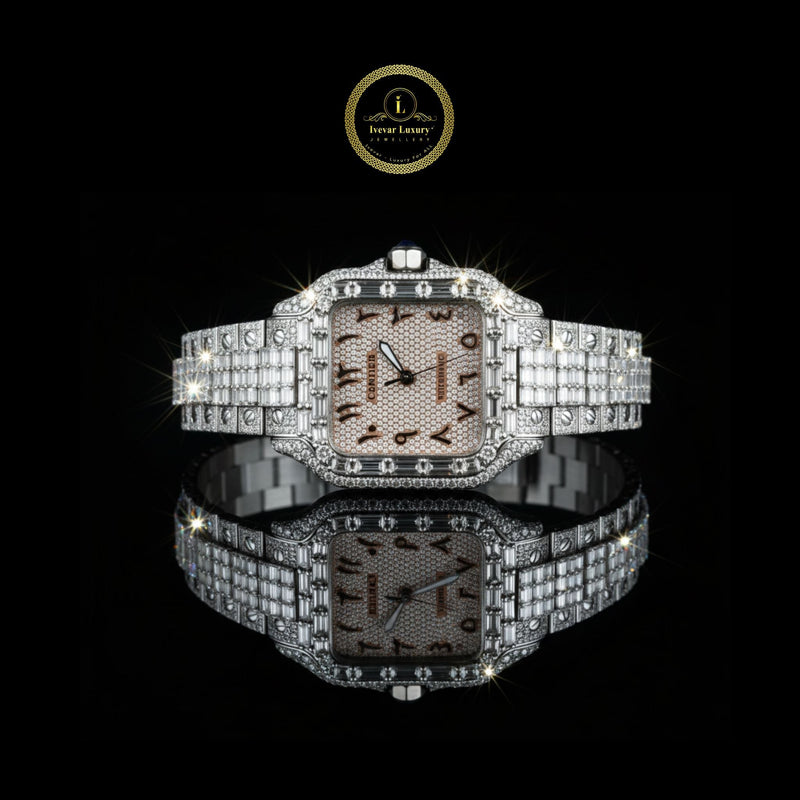 Radiant Diamond Watch Set Luxury Timepiece with Rose Tone Dial and Exquisite Gem Detailing