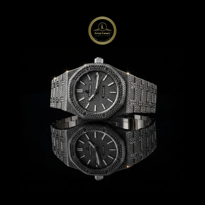 Ultimate Iced Out Men’s Diamond Watch Bold Full Black Luxury by IVEVAR