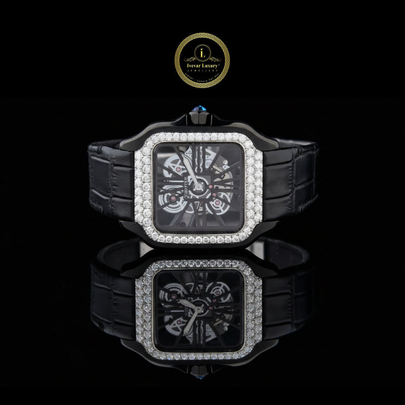 Elegant Men’s Leather Strap Diamond Watch with Precision Quartz Movement and Timeless Design by Ivevar