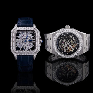 Royal Skeleton Moissanite Diamond Watch Collection Blue Sapphire Edition