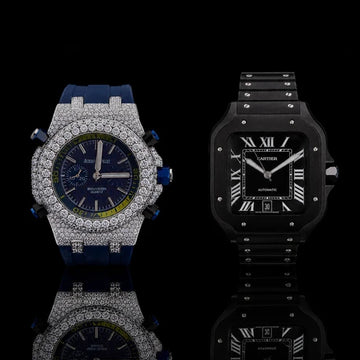 Midnight Diamond Prestige Collection Full Pavé Diamond Chronograph Black Luxury Timepiece Duo