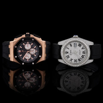 Royal Eclipse Collection Rose Gold Chronograph & Diamond Pavé Luxury Timepiece Duo