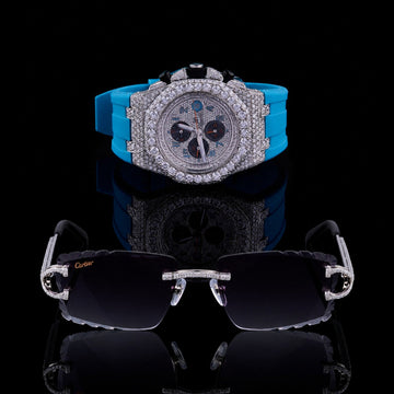 Moissanite Diamond Elite Collection Luxury Chronograph Timepiece And Signature Diamond Eyewear Set