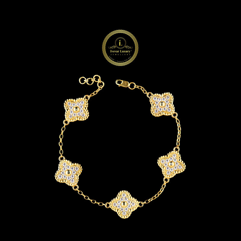 Full Gold Vencleef Braclate In Lab Grown Diamond By Ivevar.