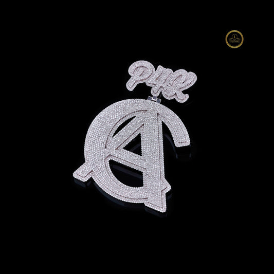Luxury Custom Initial Lab Grown Diamond Pendant with Crown High Shine Hip Hop Look