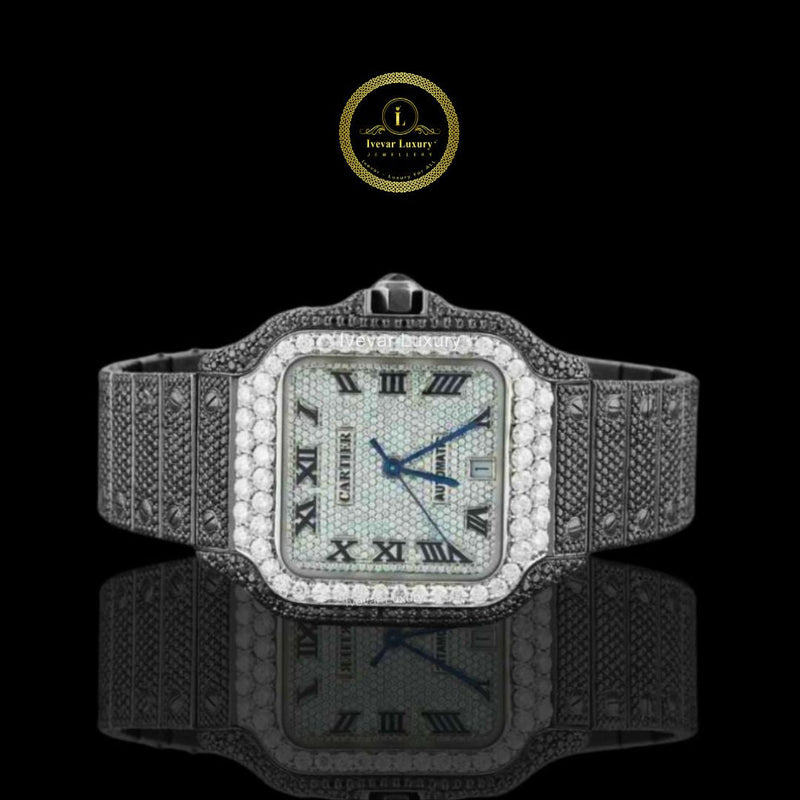 Custom Diamond Watch – Luxury Black Strap Timepiece by Ivevar
