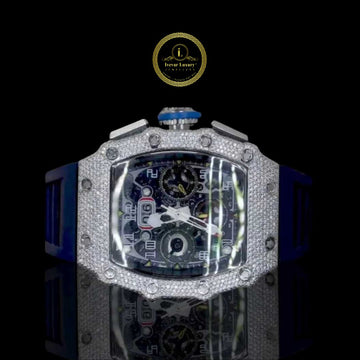 Luxury Men's Watch - Black Rubber Strap with Iced Out Diamond Face - Ivevar