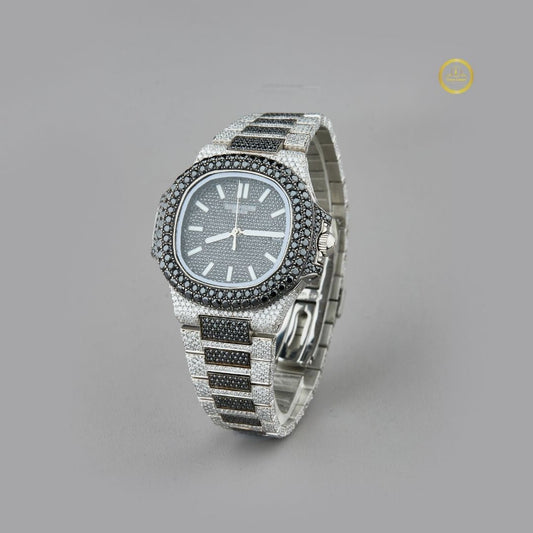 Elegant Black Dial Exquisite Luxury Black and White Diamond Iced Out Watch for Men – Full Pave Premium Design by Ivevar Luxury