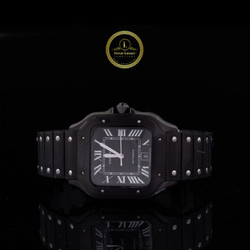 Elite Phantom Square Watch – Matte Black Stealth Finish with Integrated Screw-Link Bracelet
