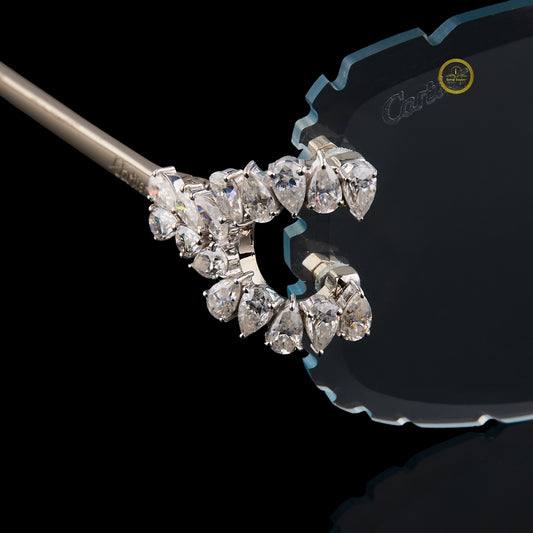 Custom Pear Diamond Sunglasses Luxury Rimless Designer Eye wear By Ivevar