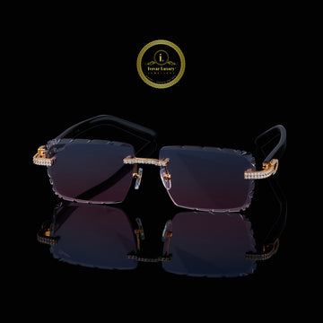 Custom Diamond Rimless Sunglasses Gold Luxury Designer Shades By Ivevar