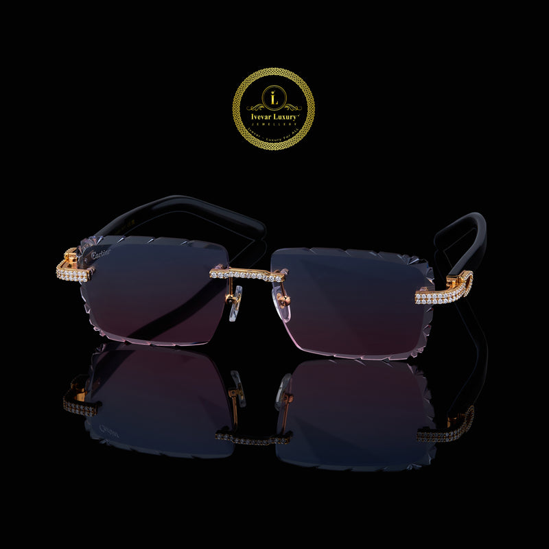 Custom Diamond Rimless Sunglasses Gold Luxury Designer Shades By Ivevar