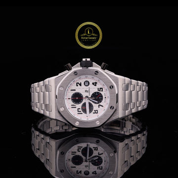 Luxury Steel Chronograph Watch - Silver Panda Dial & Integrated Steel Bracelet