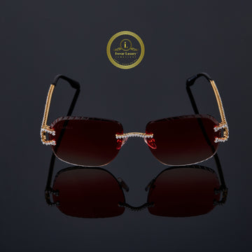 Custom Diamond Sunglasses Luxury Gold Frame Rimless Designer Eye wear By Ivevar