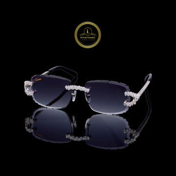 Custom Diamond Sunglasses Luxury Rimless Designer Eye wear with Hand Set Stones By Ivevar