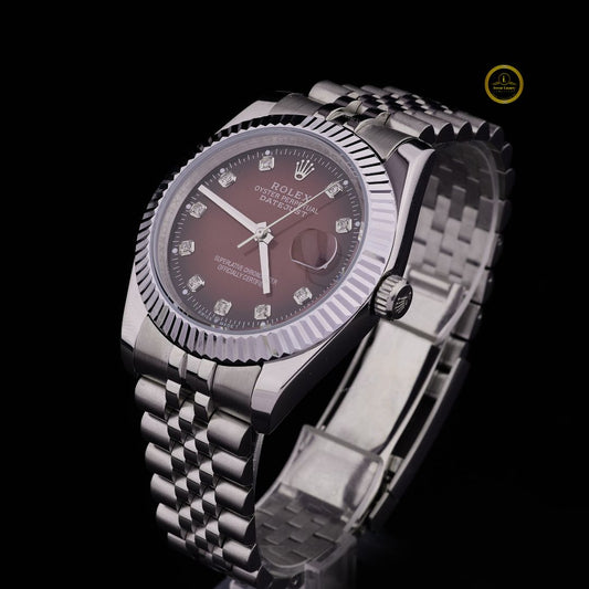 36mm Executive Diamond Series Watch Deep Maroon Sunray Dial with Fluted Bezel & Jubilee Bracelet