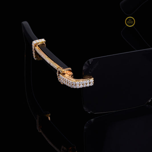 Custom Diamond Sunglasses Luxury Rimless Gold Eye wear By Ivevar