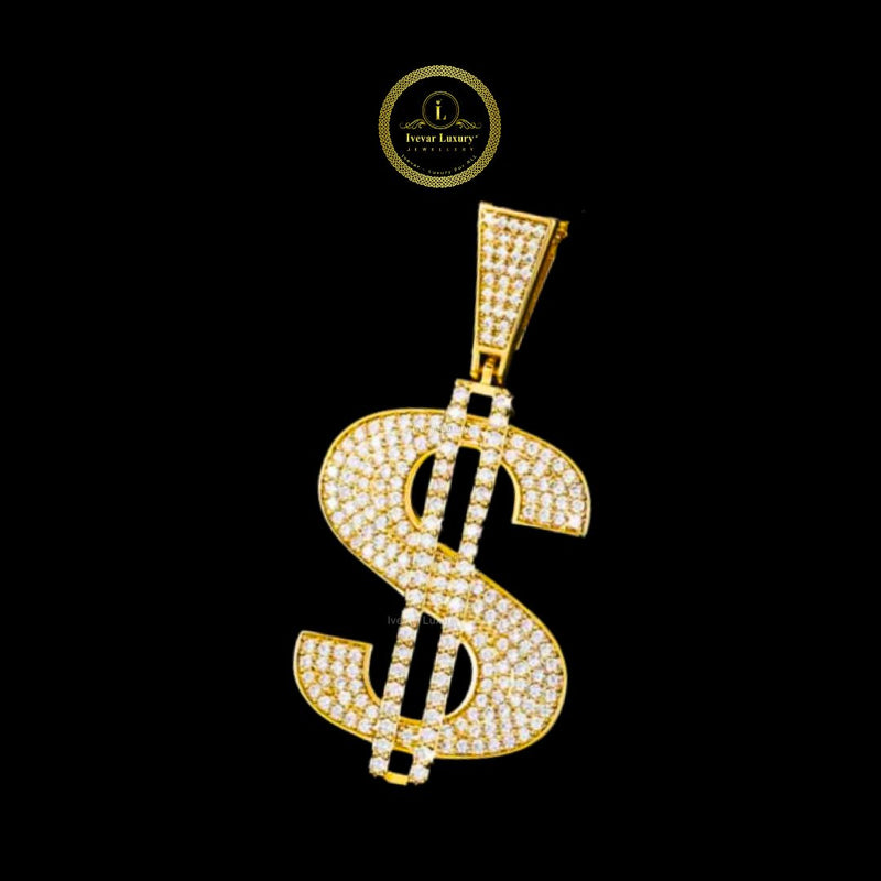 925 Silver & Gold Name Pendant Iced Out Lab Diamond Necklace