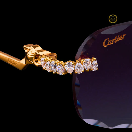 Custom Pear Cut Diamond Sunglasses Rimless Luxury Eye wear