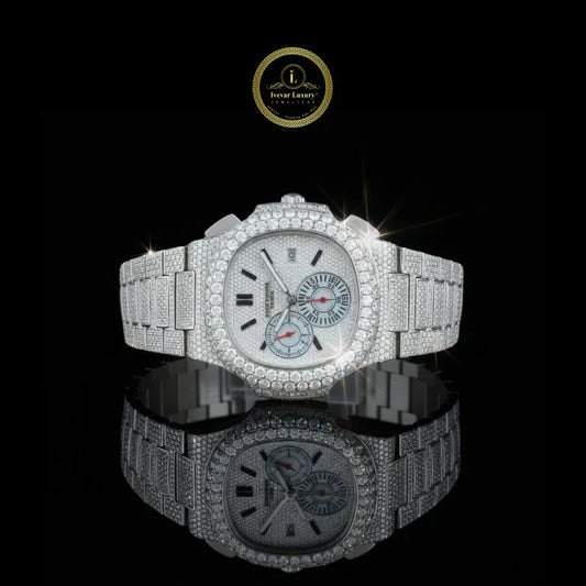 Men’s Luxury Watch Collection – Crystal-Encrusted Chronograph and Premium Silver Watch By Ivevar