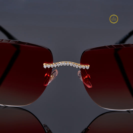 Custom Diamond Sunglasses Luxury Gold Frame Rimless Designer Eye wear By Ivevar